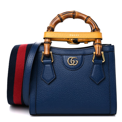 Gucci Textured Dollar Calfskin Web Mini Diana Tote Bag Royal Crop 1 of 9
