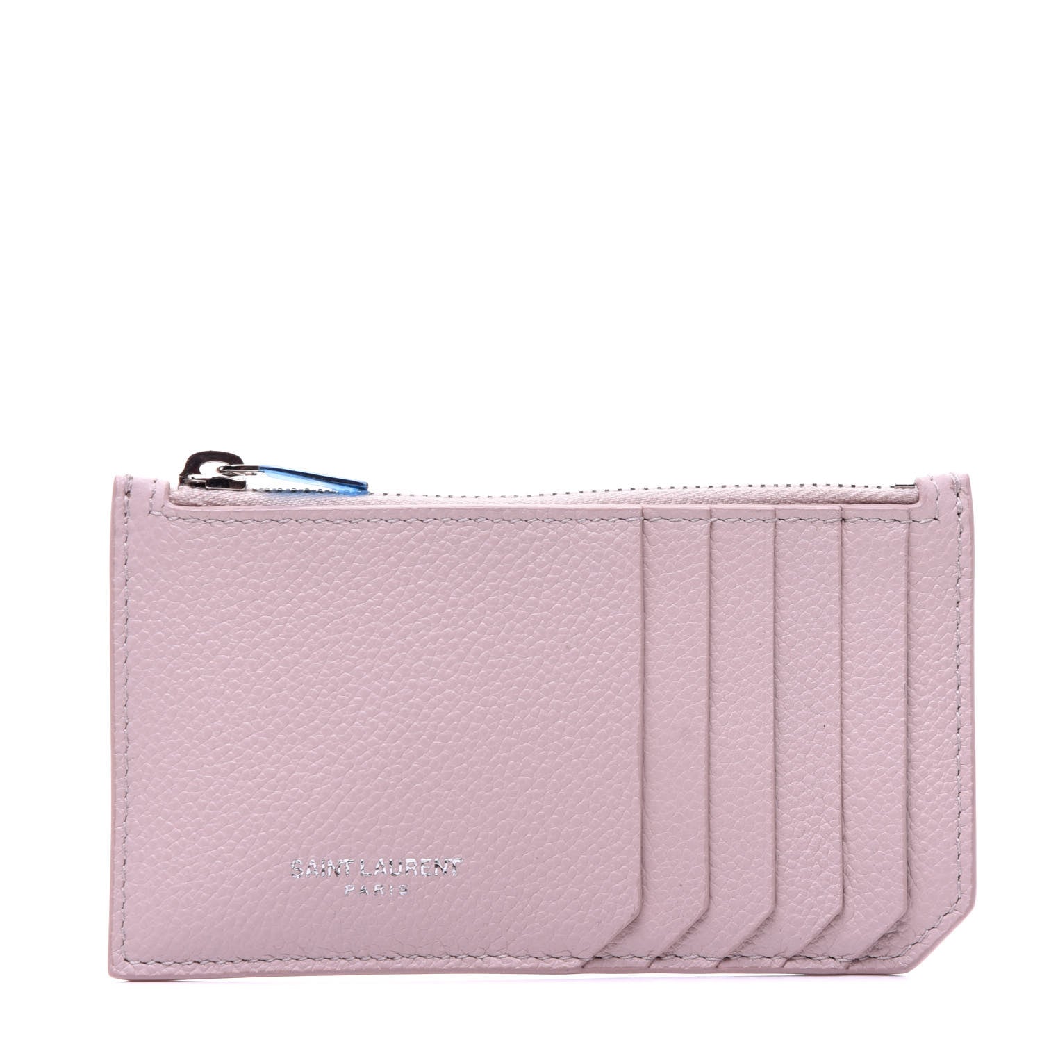 Saint Laurent Grained Calfskin 5 Fragments Zip Pouch Card Holder Pale Pink 1 of 20