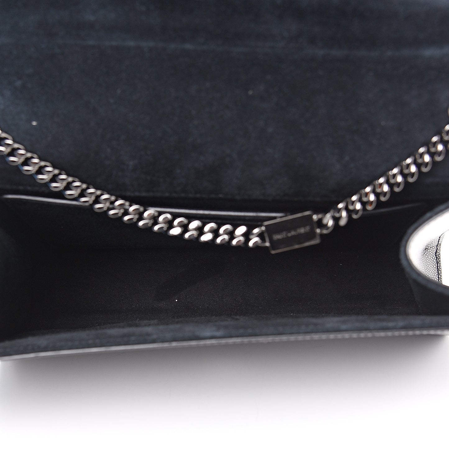 Metallic Grain De Poudre Medium Classic Monogram Kate Satchel Dark Lead