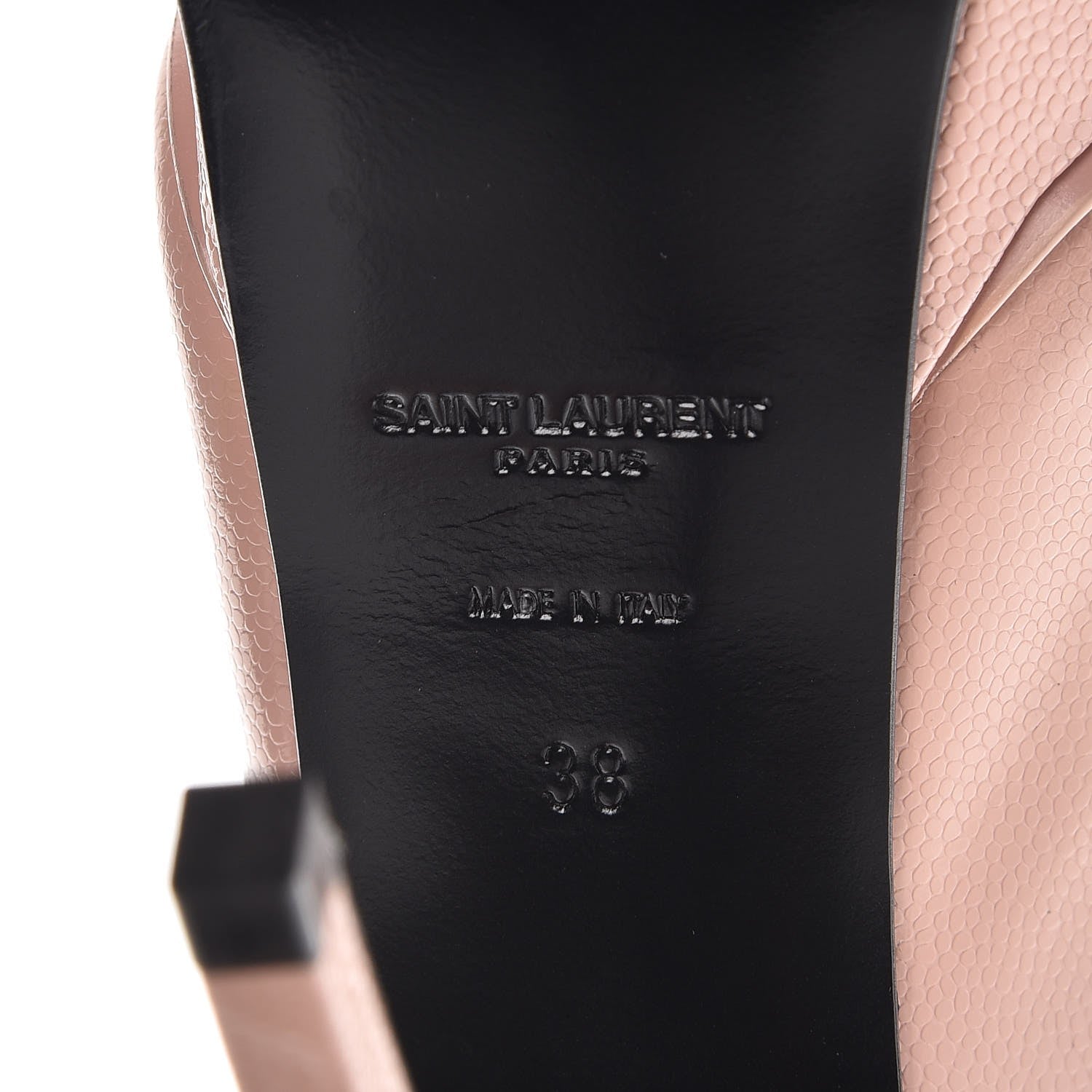 Saint Laurent Pebbled Patent Calfskin Janis 105 Platform Pumps 38 Pale Pink 6 of 9