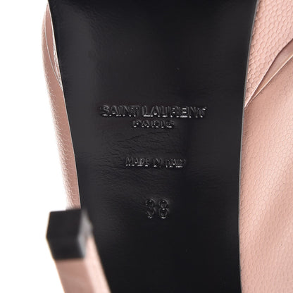 Saint Laurent Pebbled Patent Calfskin Janis 105 Platform Pumps 38 Pale Pink 6 of 9