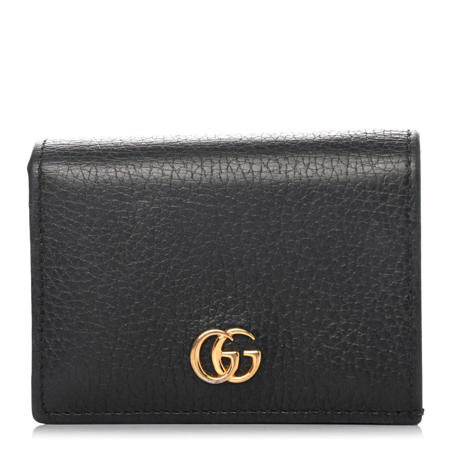 Pebbled Calfskin GG Marmont Card Case Black