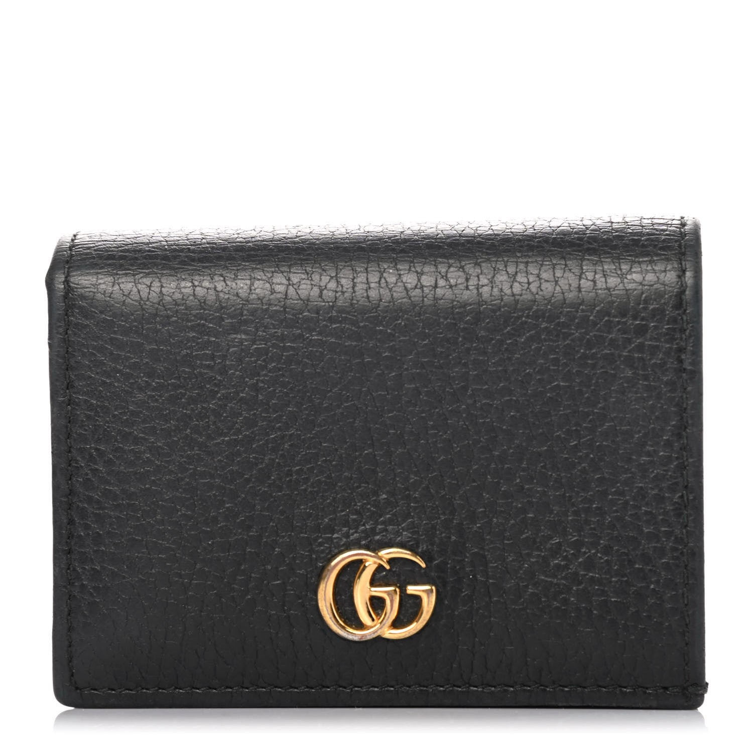 Gucci Pebbled Calfskin GG Marmont Card Case Black 1 of 4