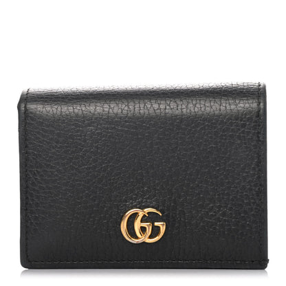 Gucci Pebbled Calfskin GG Marmont Card Case Black 1 of 4