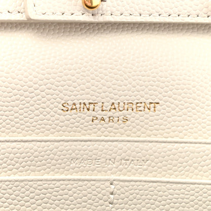 Saint Laurent Grain De Poudre Matelasse Chevron Monogram Chain Wallet Crema Soft 7 of 15