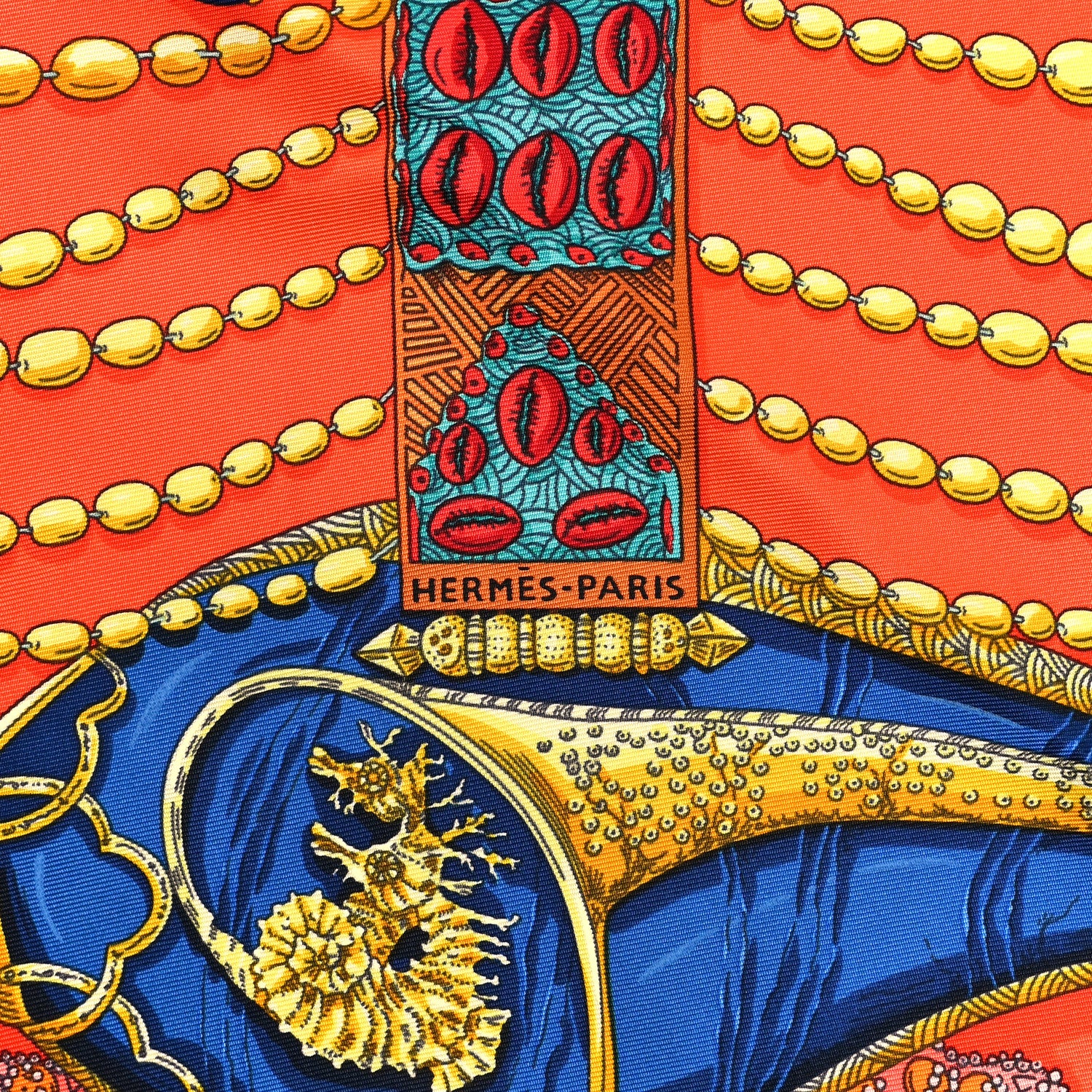 Hermes Silk Chemins De Corail Scarf 90 Orange Emeraude Jaune D'or 2 of 3