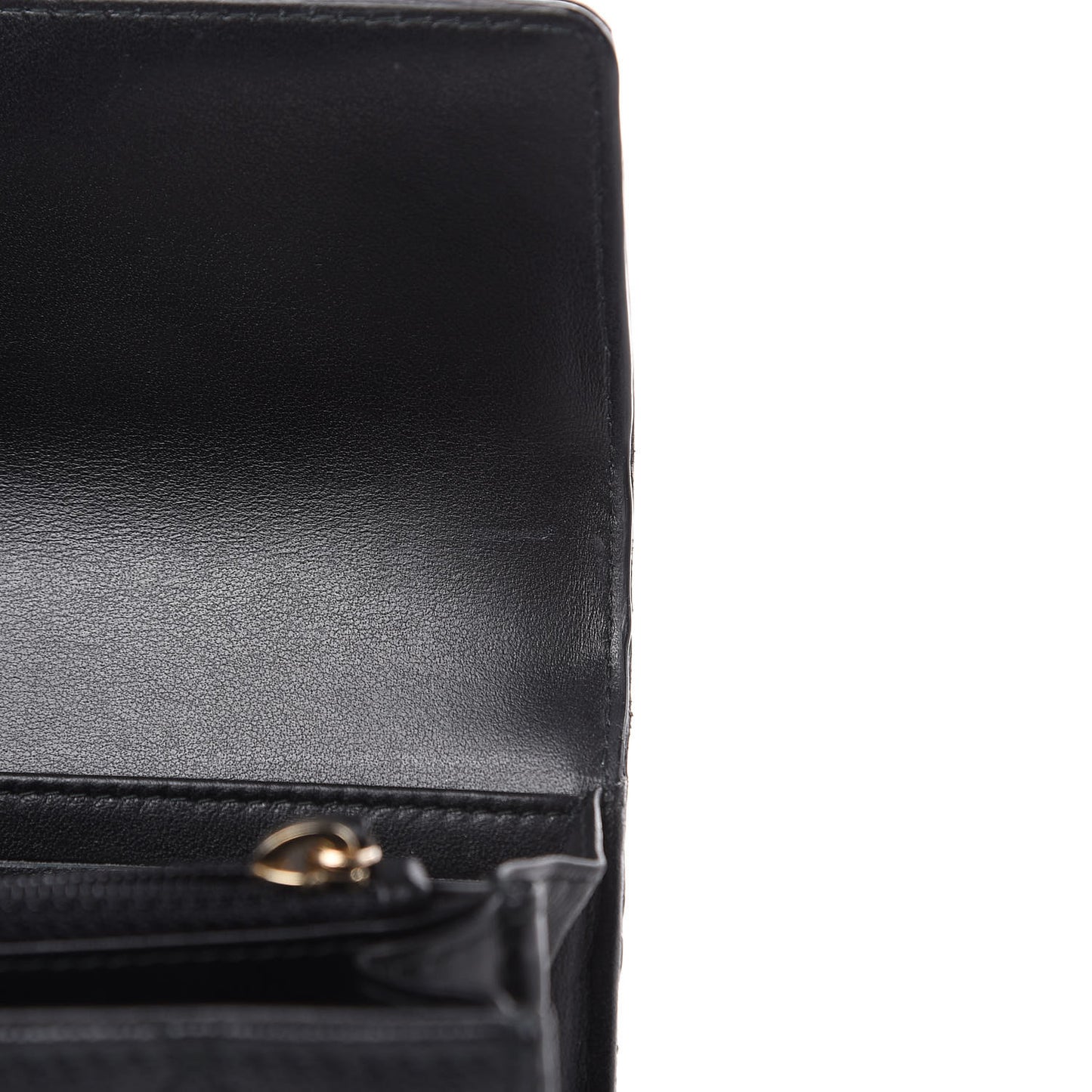 Caviar Quilted Filigree Large Gusset Flap Wallet Black