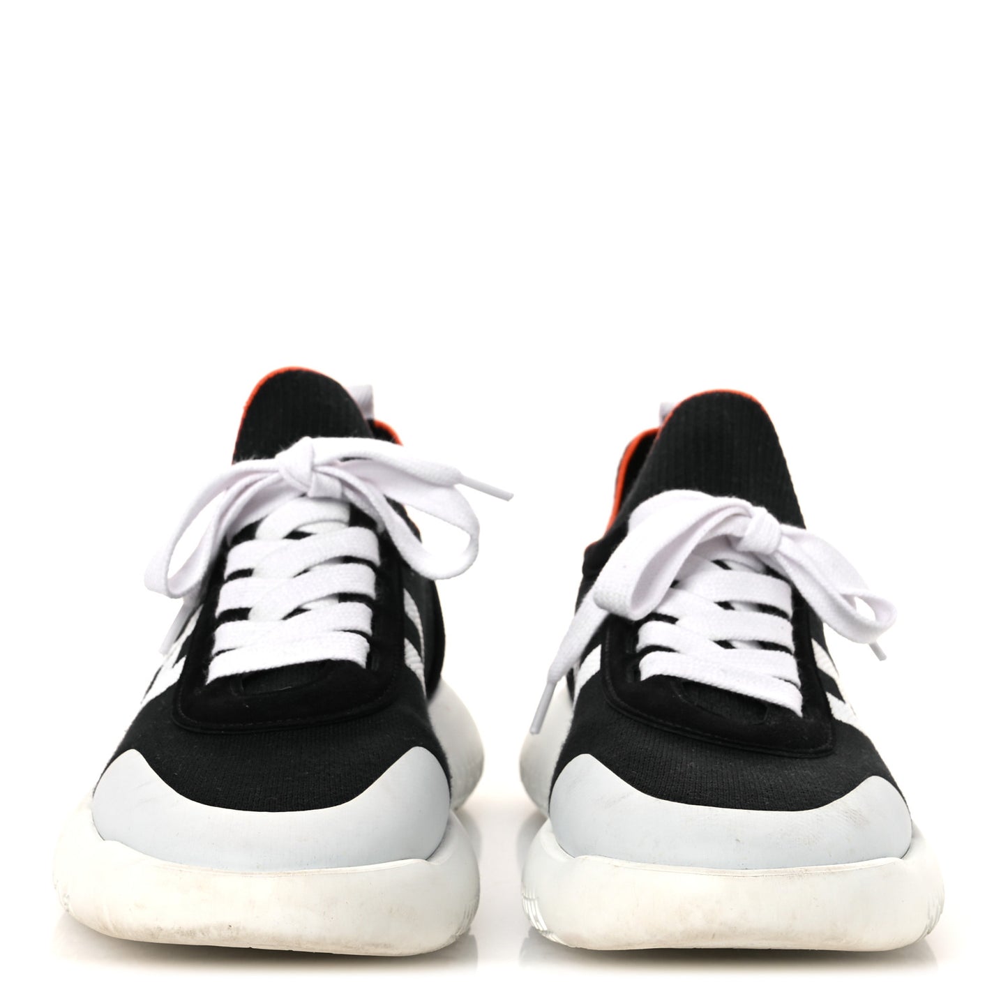 Knit Suede Goatskin Womens Crew Sneakers 39.5 Black White