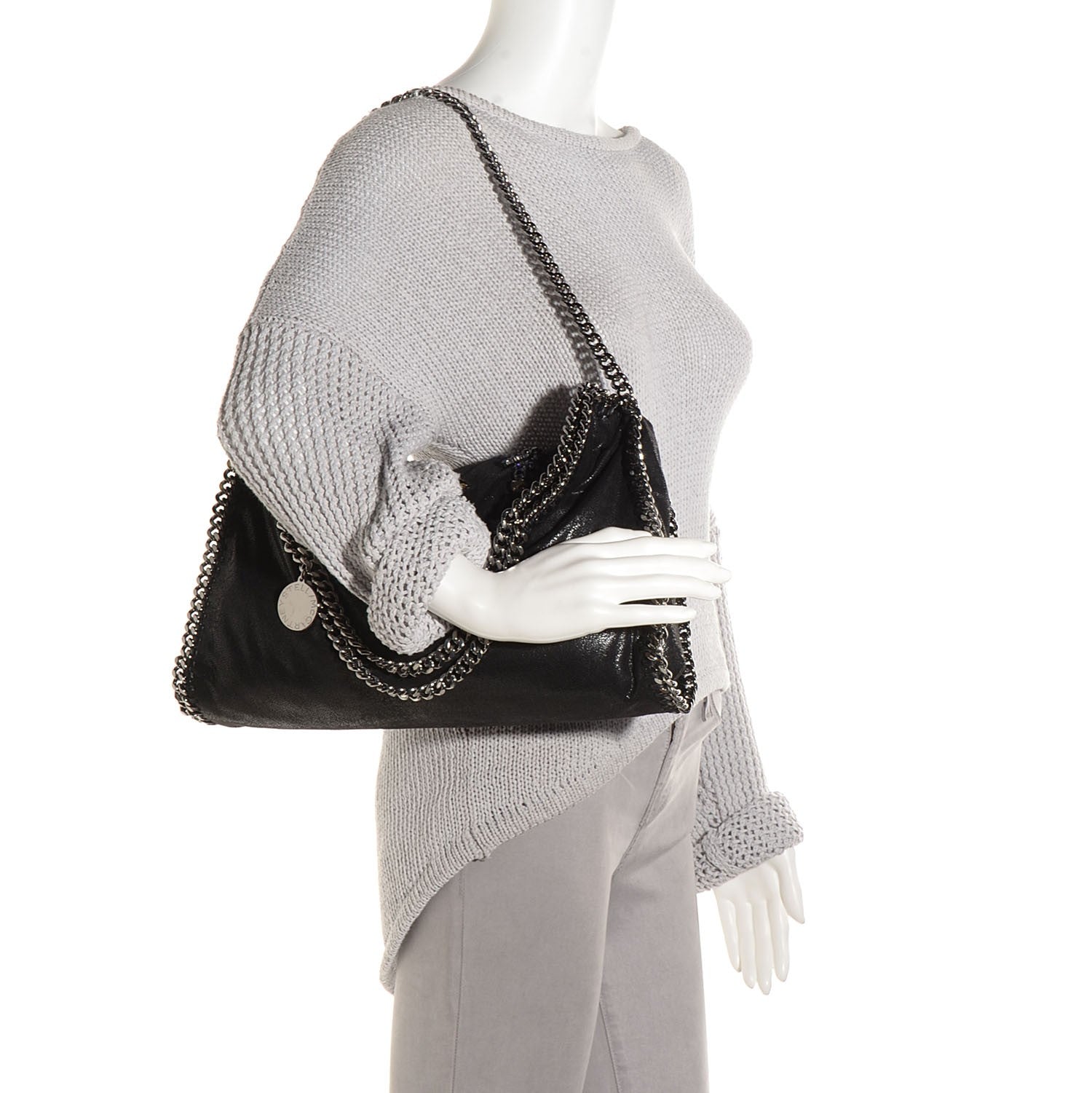 Stella McCartney Embellished Shaggy Deer Small Falabella Fold Over Tote Black 2 of 7