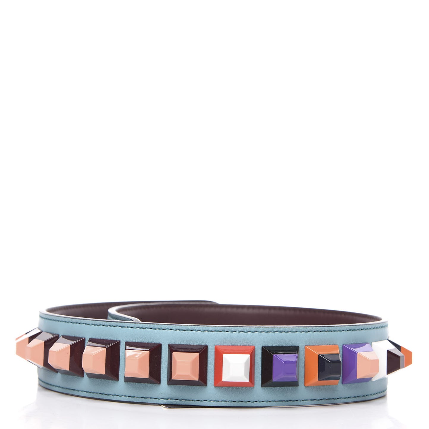 Vitello Dolce Plexiglass Bi-Color Studded Strap You Lagun Bordeaux Multicolor