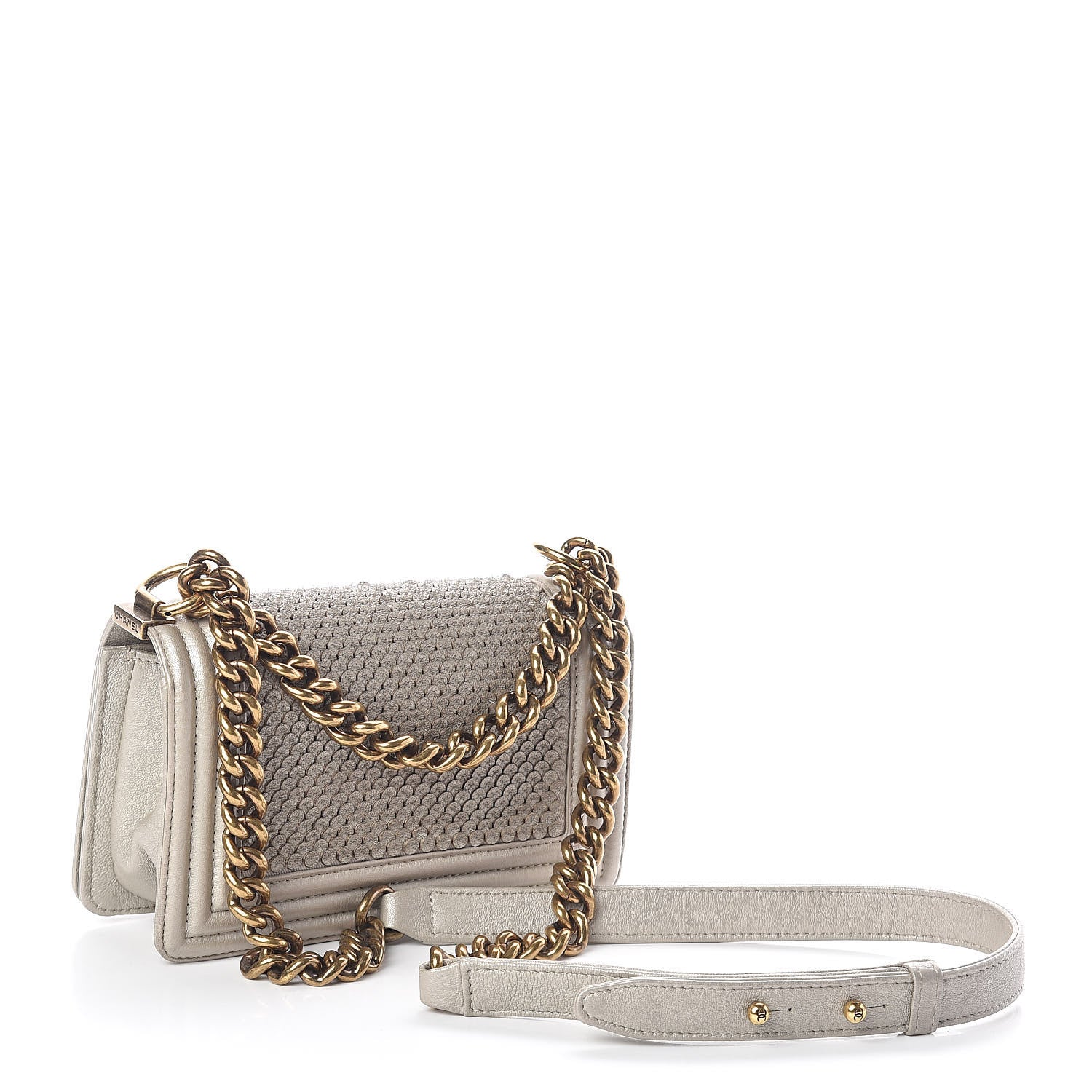 Chanel Metallic Lambskin Small Scaled Boy Flap Gold 3 of 10