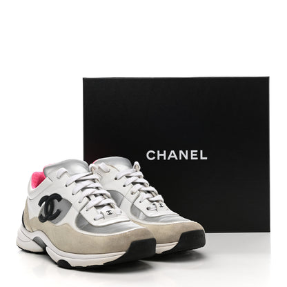 Chanel Calfskin Fabric Sneakers 40 White Silver Fluo Pink 13 of 13