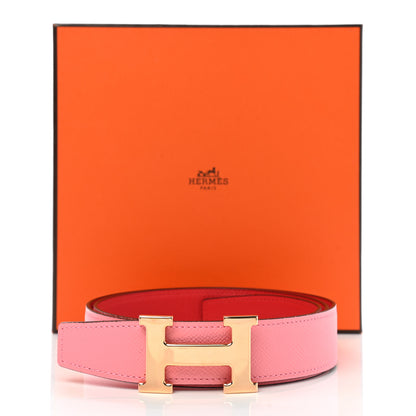 Hermes Epsom 32mm H Belt 95 Rose Confetti Rouge Tomate 8 of 8