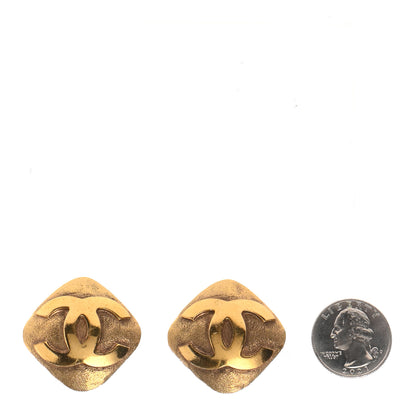 Chanel CC Diamond Shaped Clip On Earrings Gold 2 of 4