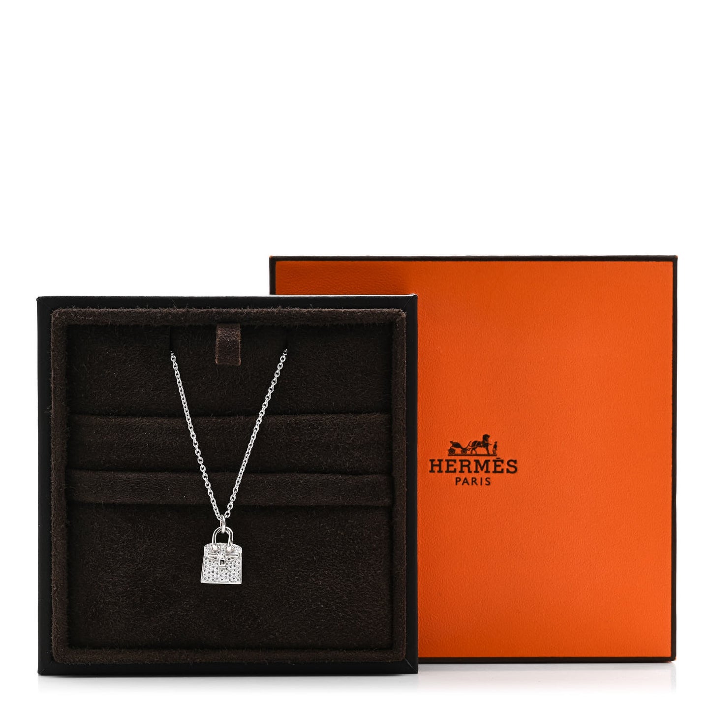 18K White Gold Diamond Birkin Amulettes Pendant Necklace