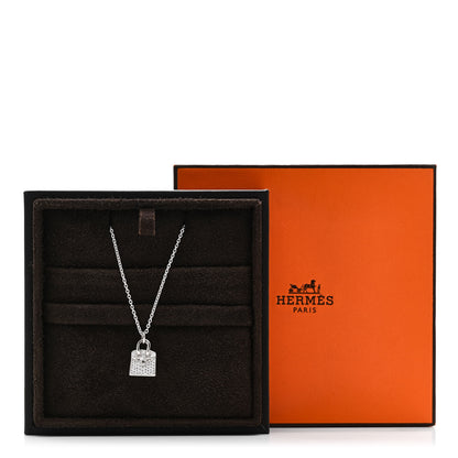 Hermes 18K White Gold Diamond Birkin Amulettes Pendant Necklace 5 of 5