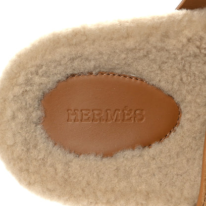 Hermes Suede Goatskin Woolskin Womens Chypre Sandals 36.5 7 of 8