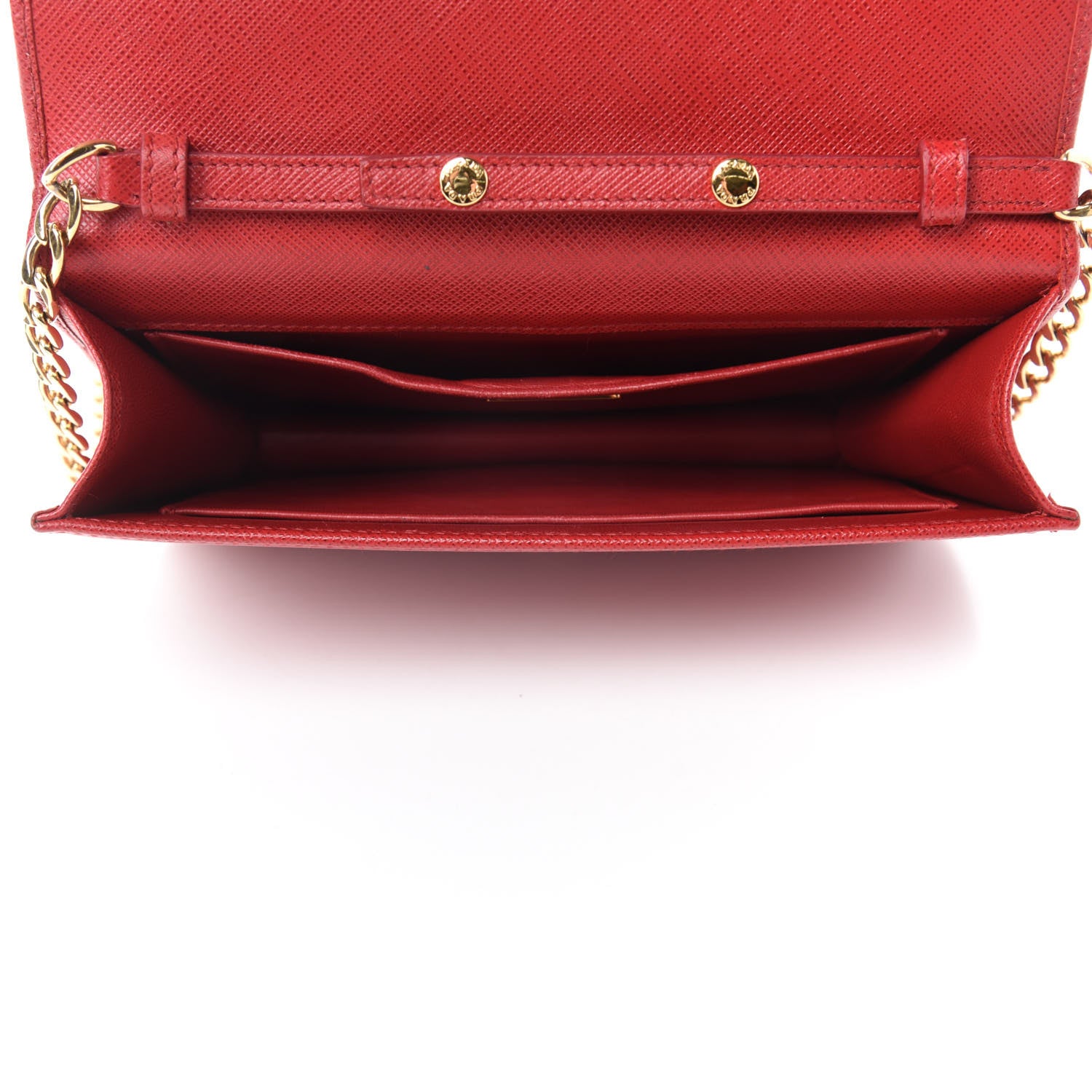 Prada Saffiano Chain Wallet Fuoco 5 of 9