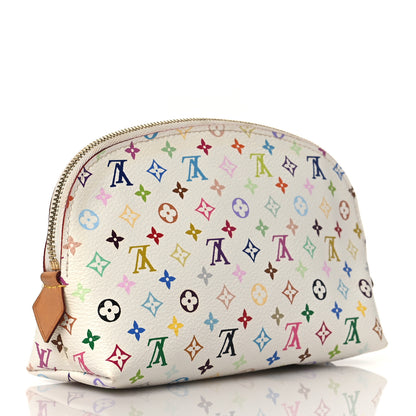 Louis Vuitton Monogram Multicolor Cosmetic Pouch White Litchi 3 of 9