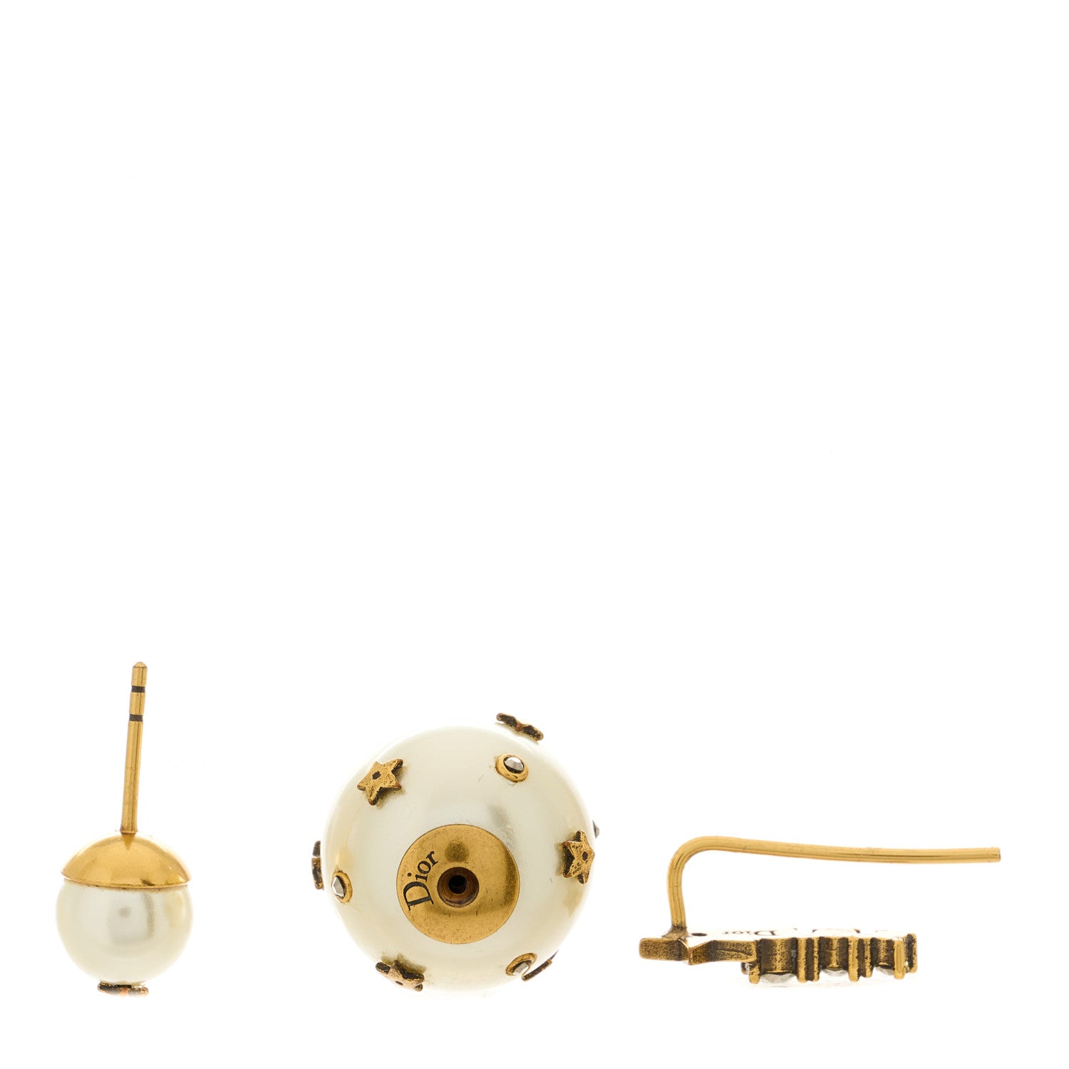 Christian Dior Pearl Mini Stars Tribales Climber Earrings Gold 3 of 6