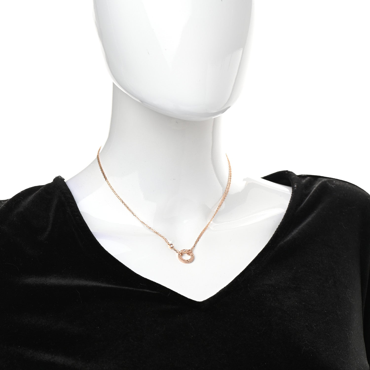Cartier 18K Pink Gold 2 Diamond LOVE Necklace 2 of 6