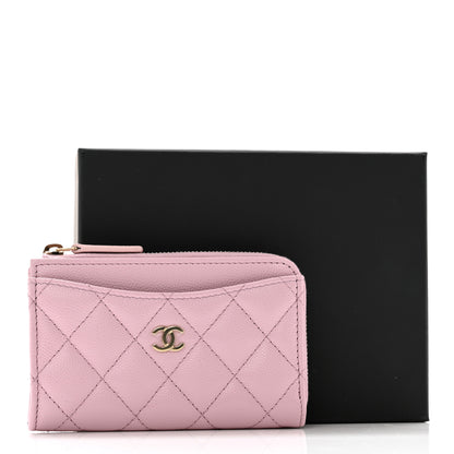 Chanel Caviar Quilted CC Zip Around Card Holder Pink 8 of 8