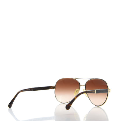 Chanel Lambskin Quilted CC Aviator Sunglasses 4195-Q Brown Gold 4 of 8