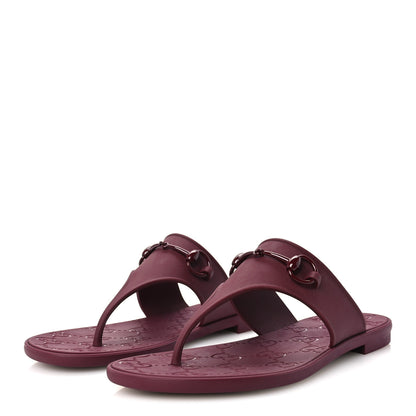 Gucci Rubber Womens Horsebit Thong Sandals 41 Rosso Ancora 4 of 9