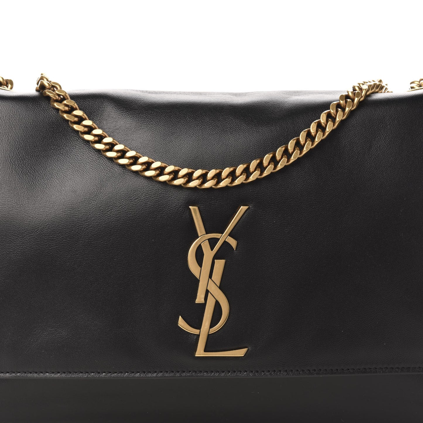 Smooth Calfskin Suede Medium Reversible Monogram Kate Satchel Black
