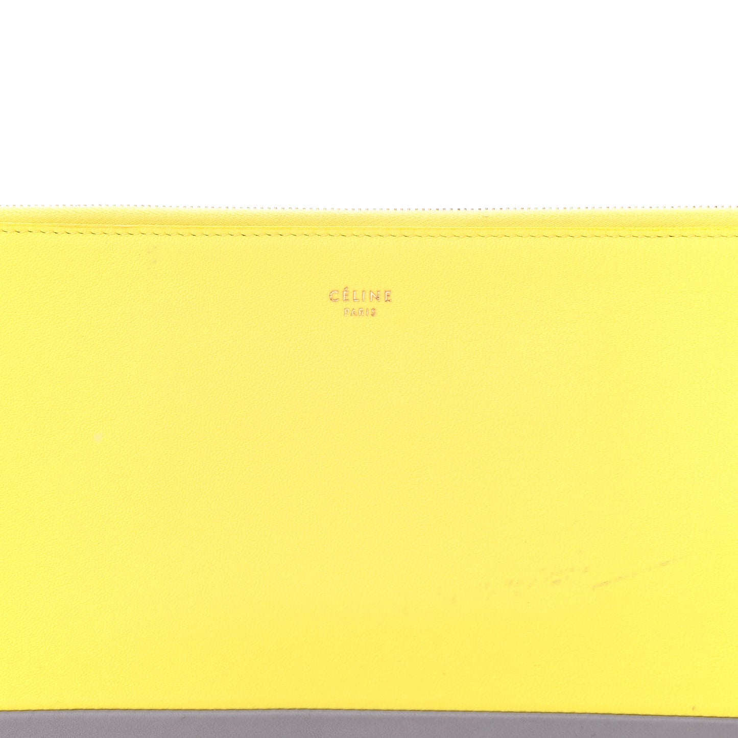 Lambskin Bi-Color Solo Clutch Pouch Fluo Yellow Grey