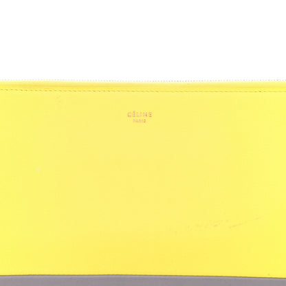 Celine Lambskin Bi-Color Solo Clutch Pouch Fluo Yellow Grey 9 of 9