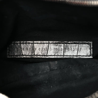Balenciaga Extra Supple Calfskin Crystal Crocodile Embossed Le Cagole Shoulder Bag XS Black 8 of 12
