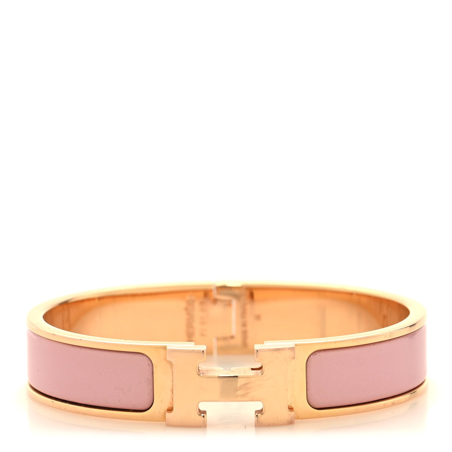 Enamel Narrow Clic Clac H Bracelet PM Rose Nacarat