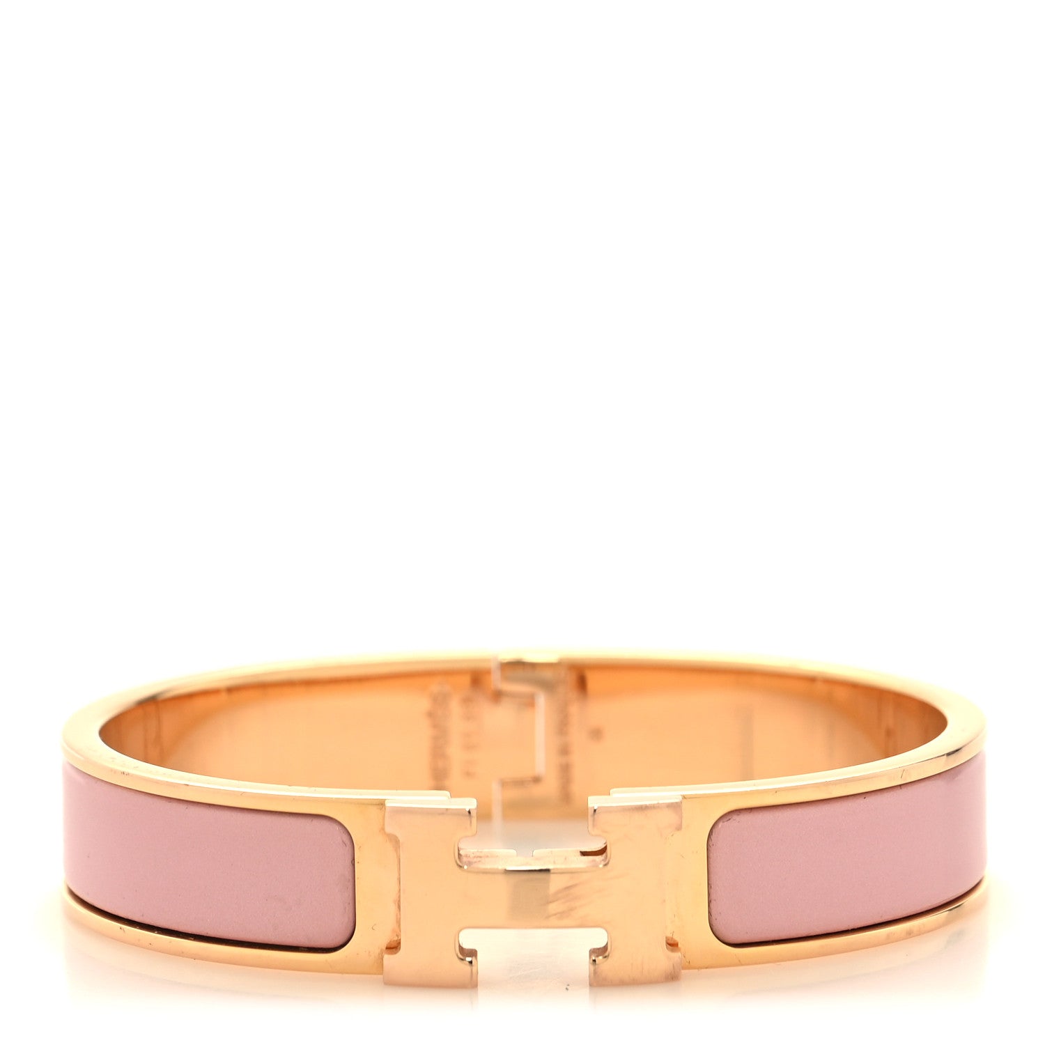 Hermes Enamel Narrow Clic Clac H Bracelet PM Rose Nacarat 1 of 7