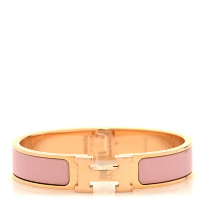 Hermes Enamel Narrow Clic Clac H Bracelet PM Rose Nacarat 1 of 7