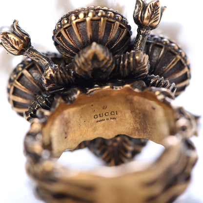 Gucci Metal Pearl Ring 5.25 Aged Gold 4 of 7