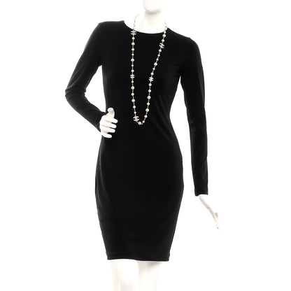 Chanel Crystal Pearl CC Long Necklace Silver 2 of 3