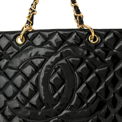 Chanel Patent Quilted Grand Shopping Tote GST Black 9 of 22