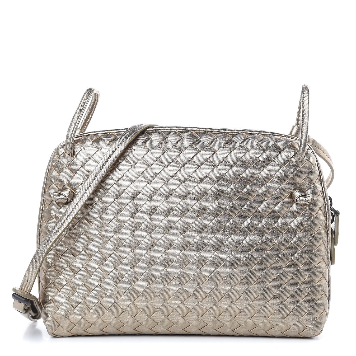 Bottega Veneta Metallic Grosgrain Intrecciato Pillow Crossbody Messenger Fume 1 of 10