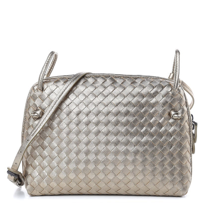 Bottega Veneta Metallic Grosgrain Intrecciato Pillow Crossbody Messenger Fume 1 of 10