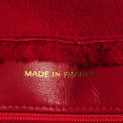 Chanel Suede Shearling Fur Handbag Red 7 of 8