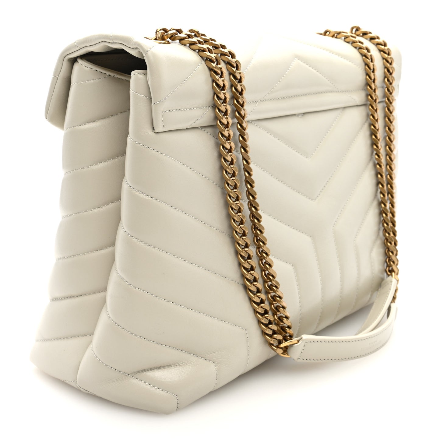 Calfskin Y Quilted Monogram Medium Loulou Chain Satchel Crema Soft