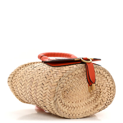 Chloe Raffia Small Grain Calfskin Medium Marcie Basket Orange 4 of 13