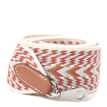 Hermes Toile Swift Sangle Allegro 50mm Shoulder Strap Cornaline Blanc Gold 1 of 2