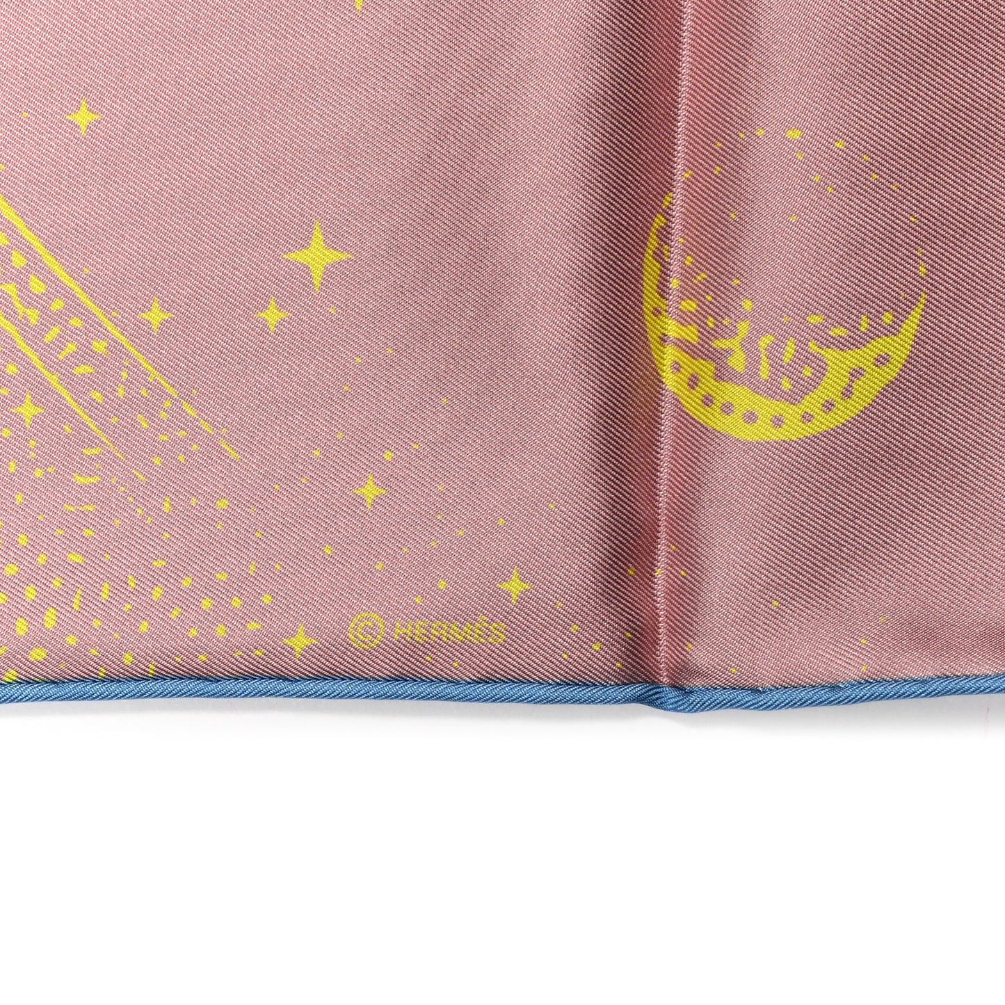Silk Double Face Clair De Lune Scarf 90 Vieux Rose Jaune