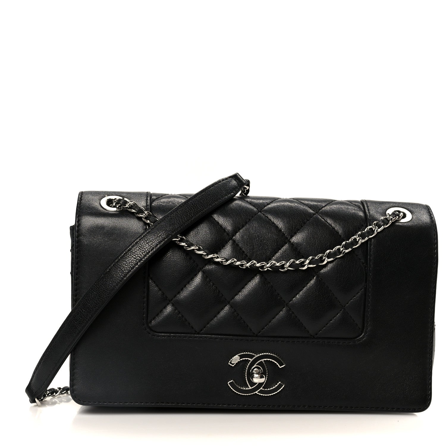 Chanel Sheepskin Quilted Medium Vintage Mademoiselle Flap Black 1 of 11