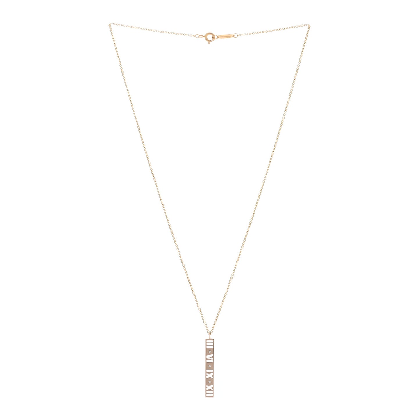18K Rose Gold Diamond Atlas Bar Pendant Necklace
