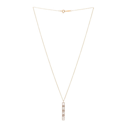 Tiffany 18K Rose Gold Diamond Atlas Bar Pendant Necklace 3 of 5