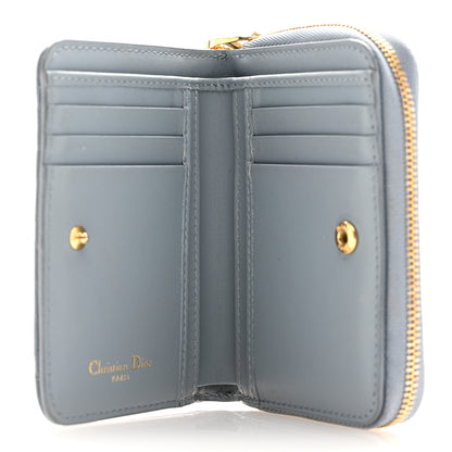 Christian Dior Grained Calfskin Supple Cannage Caro Scarlet Zipped Wallet Cloud Blue 5 of 11