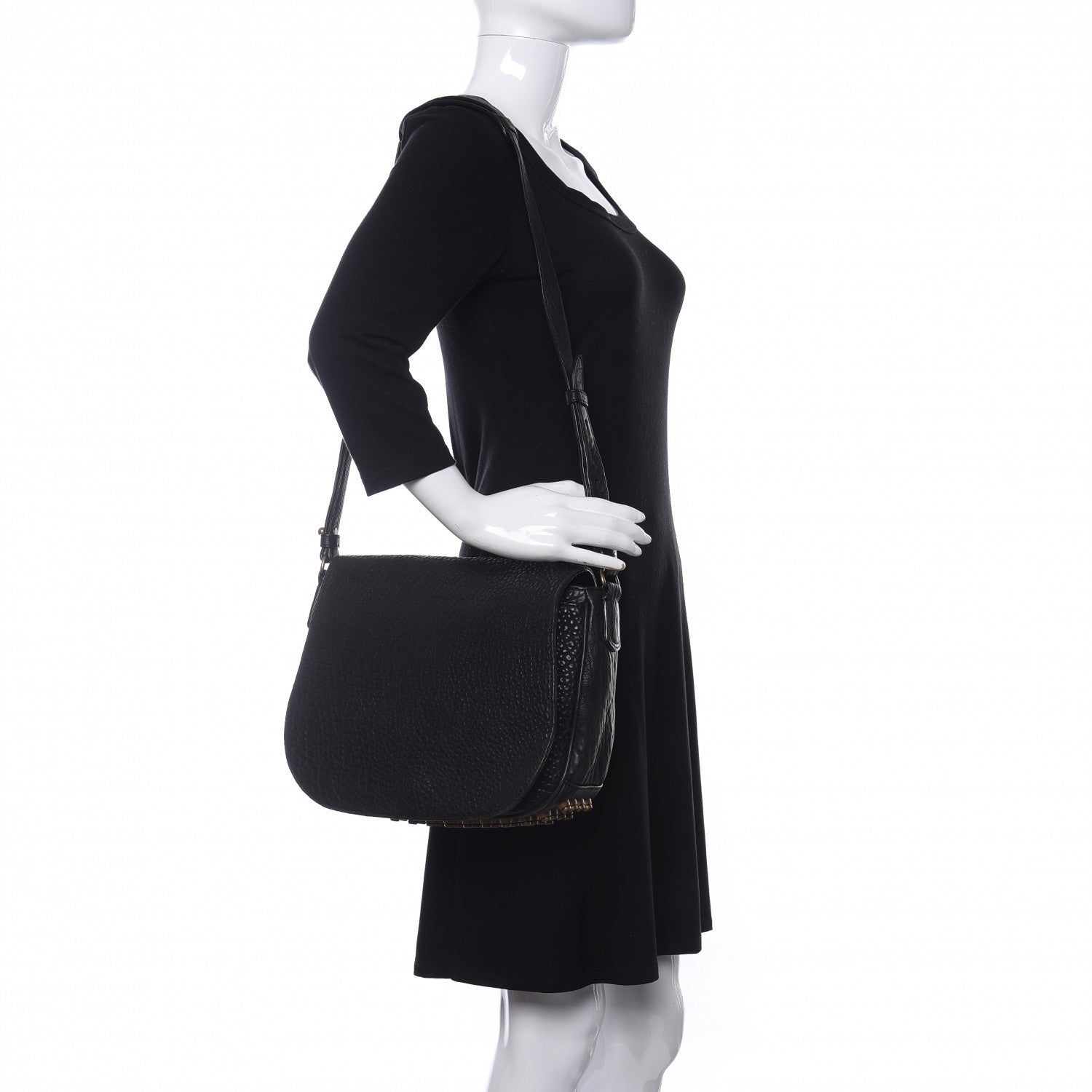 Alexander Wang Pebbled Lambskin Lia Sling Black with Antique Brass Hardware 2 of 13